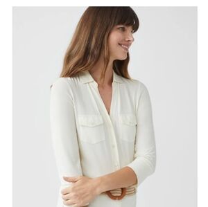 J McLaughlin Brynn Lyford Jersey Shirt Elegant Cream Women's Top